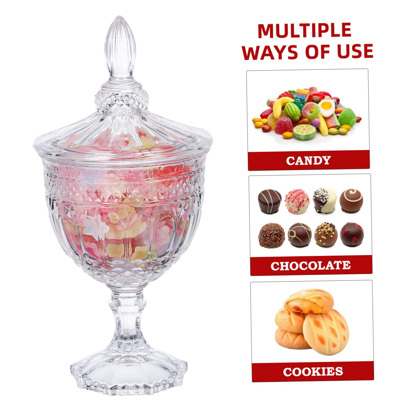 Gatuida Bonbonnière en Verre Style Européen Couvercle, Rangement Décoratif