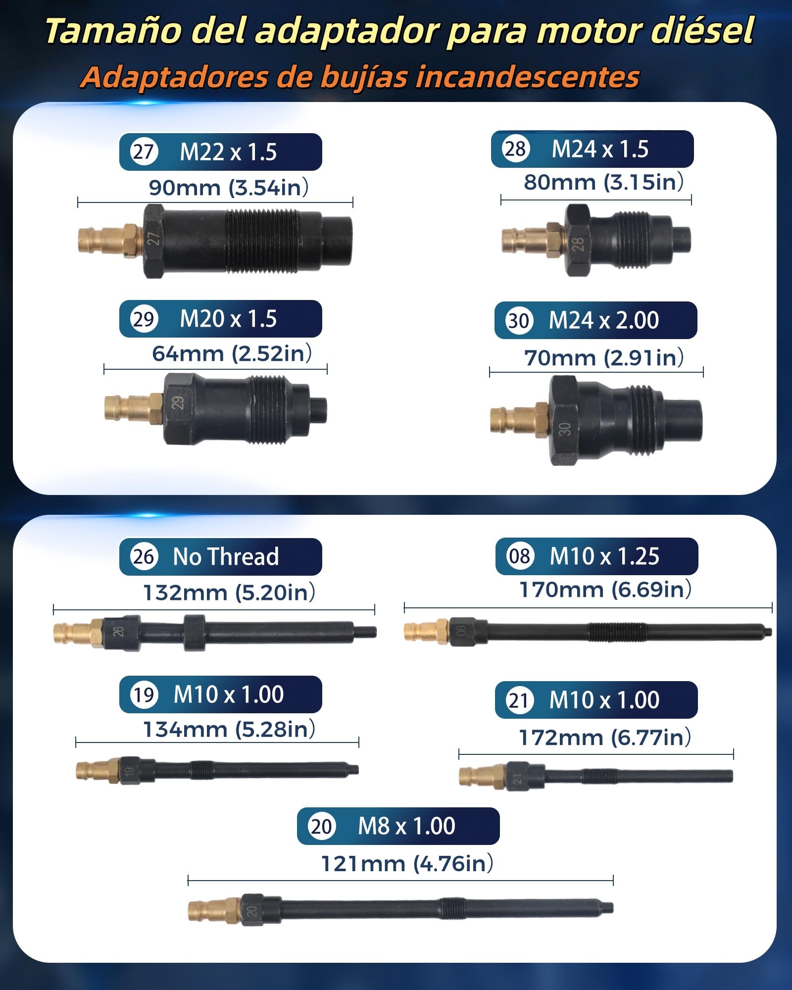 46 Piezas Kit de Comprobador de Compresión Automotriz con Indicador de Doble Dial Comprobador Compresión para Gasolina y Diésel Comprobador de Fugas de Cilindros para HDi, TDCi y Bomba (PD)