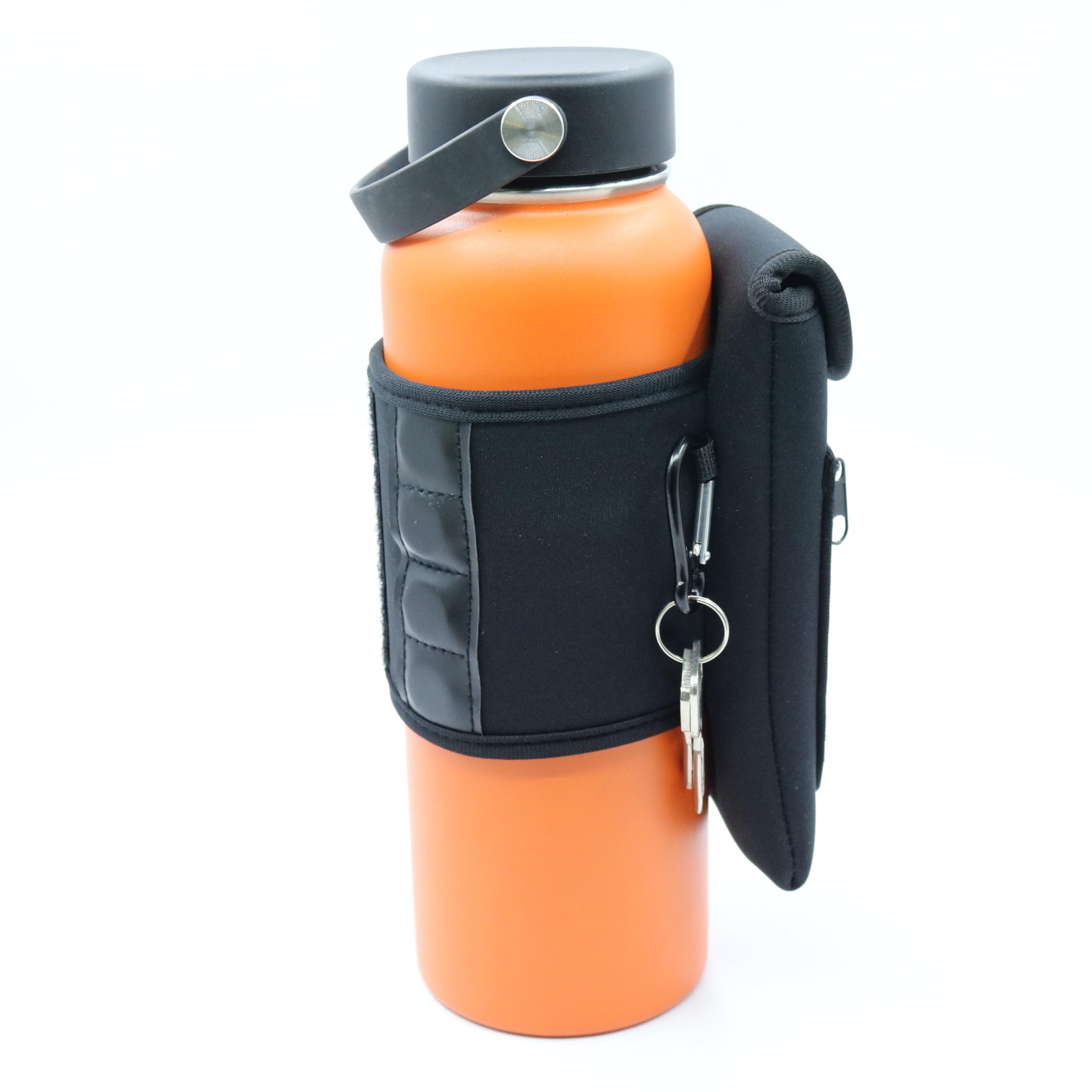 SACSTAR Magnetic Water Bottle Holder for Gym Bag | Adjustable Strap with Phone Pocket | Hands-Free Carrier for Standard & Large Sports Bottles up to 50oz (1400ml) for Workout, Hiking, Travel (Black)