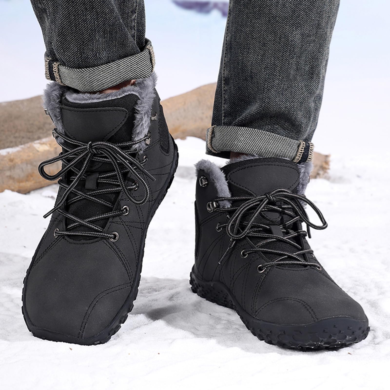 CUTEHEELS Męskie śniegowce High Top | buty zimowe z izolacyjną podszewką z polaru i gumową podeszwą na wędrówki w śniegu, do codziennego użytku w mieście