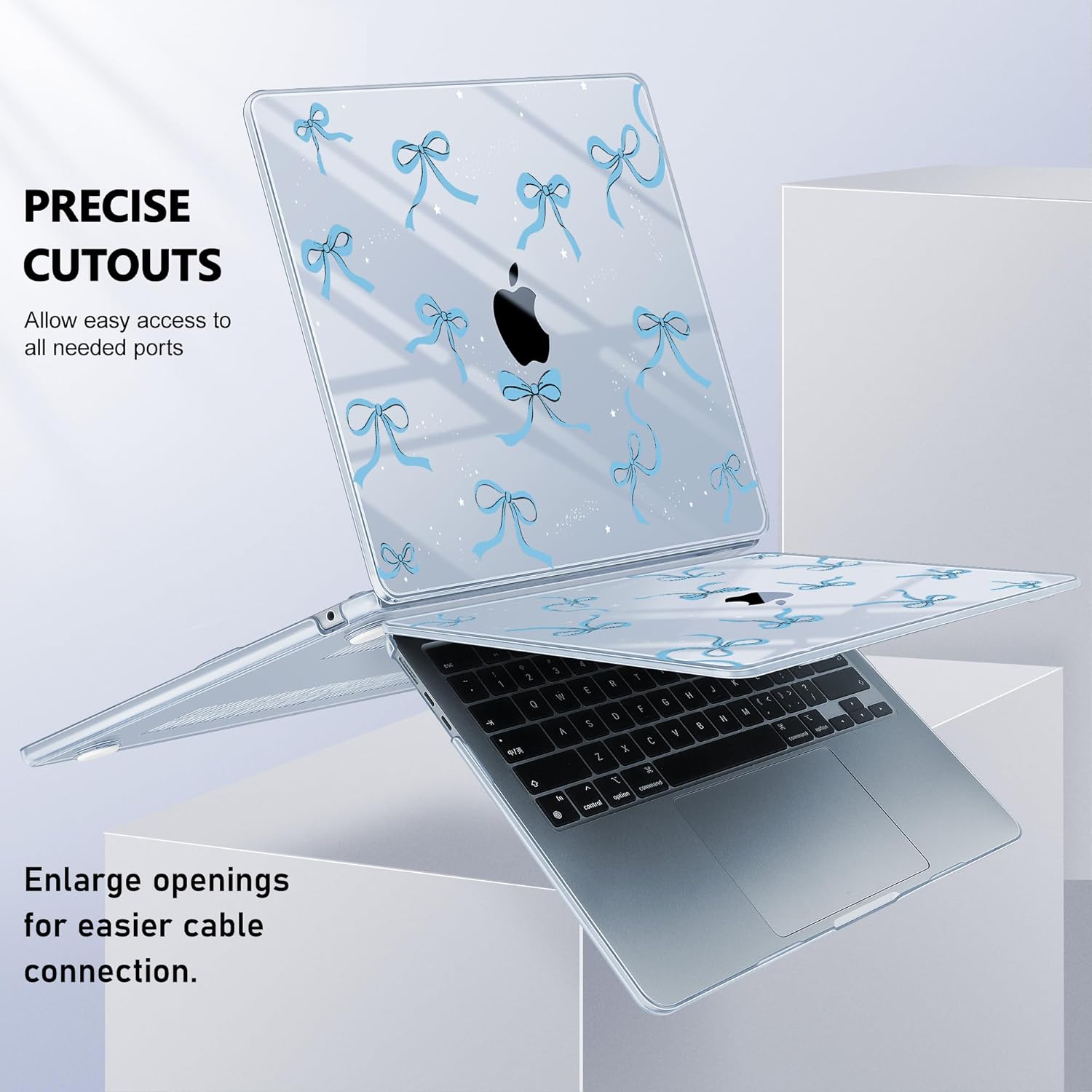 May Chen Case for MacBook Air 13/13.6-inch (M5/M4/M3/M2, 2022-2026 Models A3449 A3240 A3113 A2681), Lightweigth | Closes Seamlessly | Ideal for Work, Print Shell Case, Blue Bows