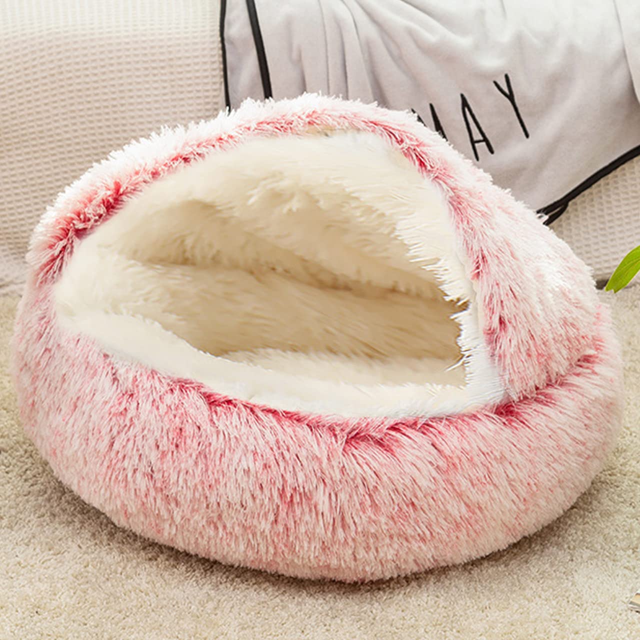 DG Catiee Katzenhöhle & Hundebett – Flauschiger Schlafsack, 40 Cm, Rosa Samt, Für Kleine Haustiere