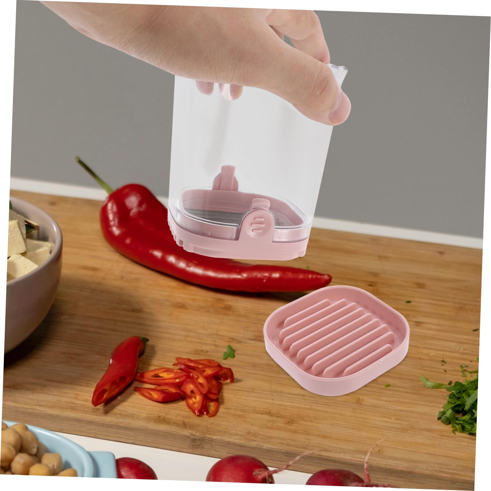Alipis 4 Piezas rebanadora cortador de fresas vaso rebanador de frutas cortador de frutas de uva a de y verduras a de cocina a de mano AbS rosa