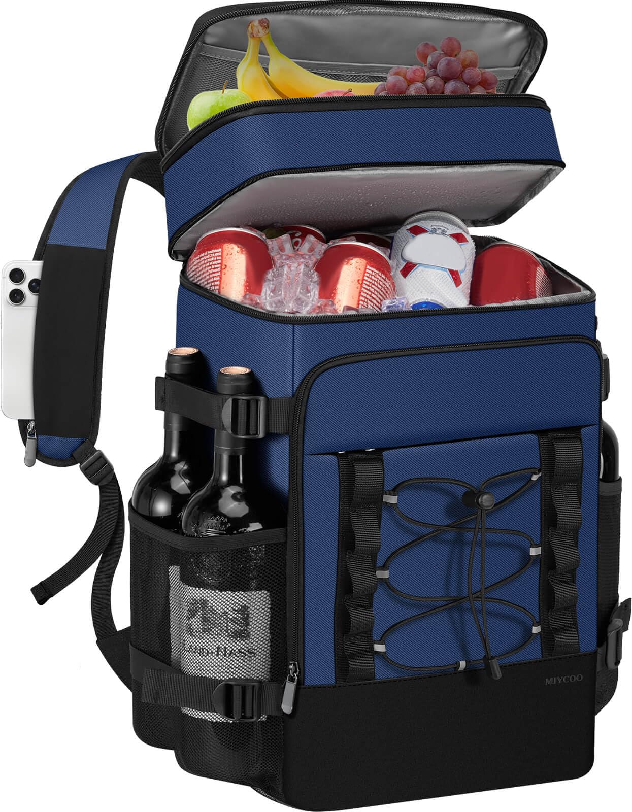 MIYCOO Mochila térmica para hombres y mujeres, 2 compartimentos a prueba de fugas, 40 latas