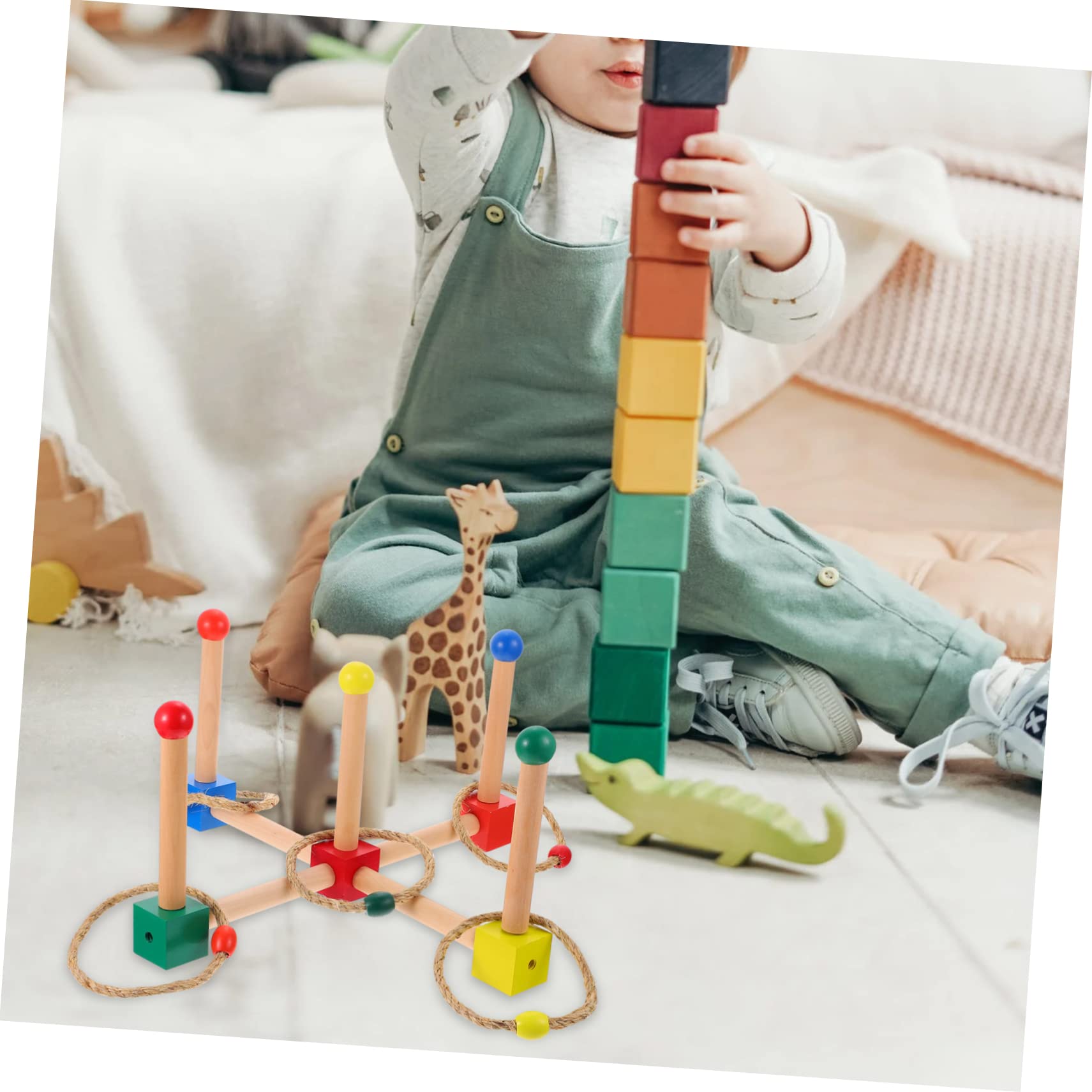 Gioco Lancio Anelli da Giardino in Legno per Bambini