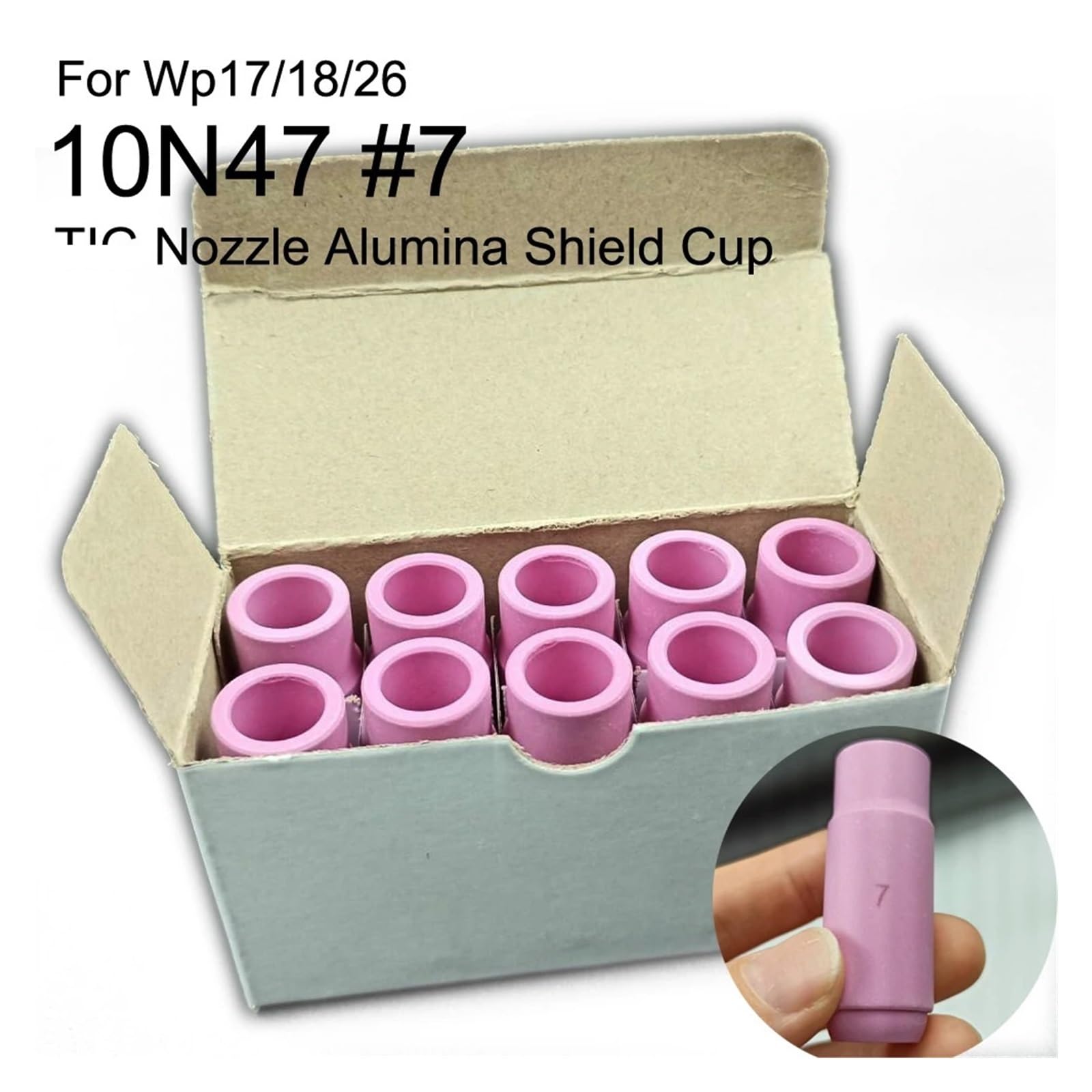 10N47#7 T+I+G Ugello Coppa di Protezione in allumina for WP17 WP18 WP26 T+I+G Torcia for Saldatura 10 Pezzi