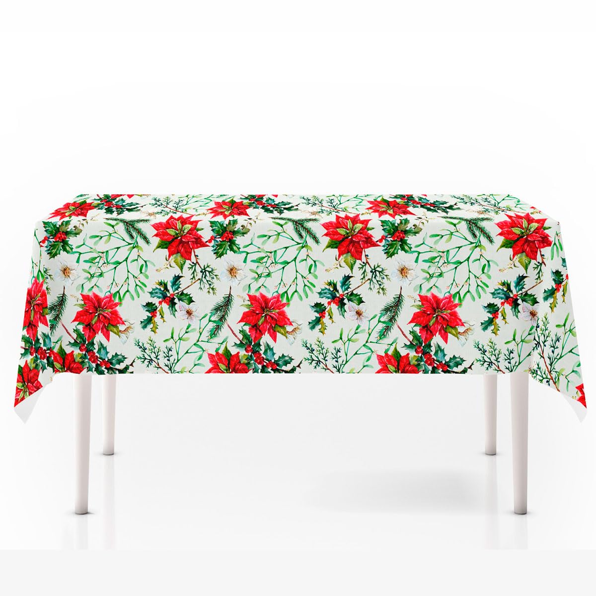 Nappe de Noël anti-macha pour table rectangulaire Modèle Nadal Dimensions 140 x 250 cm Nappe de Noël imperméable et résistante aux taches