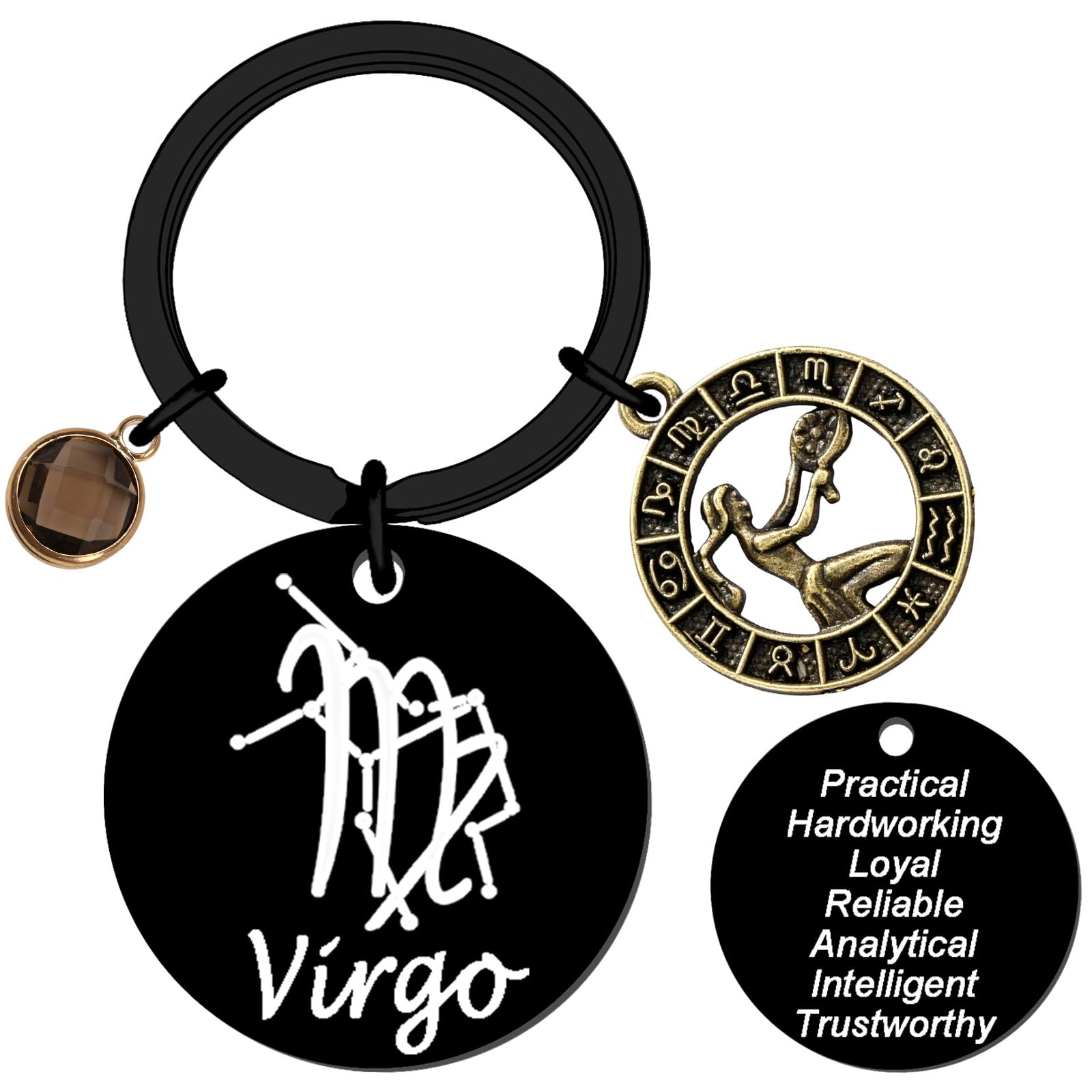 QuLuvaeri Zodiac Gifts 12 Constellation Keychain Gifts for Women Star Sign Accessories for Friends Female Friendship Keys, Birthday, Christmas, Bag, Backpack (Virgo)