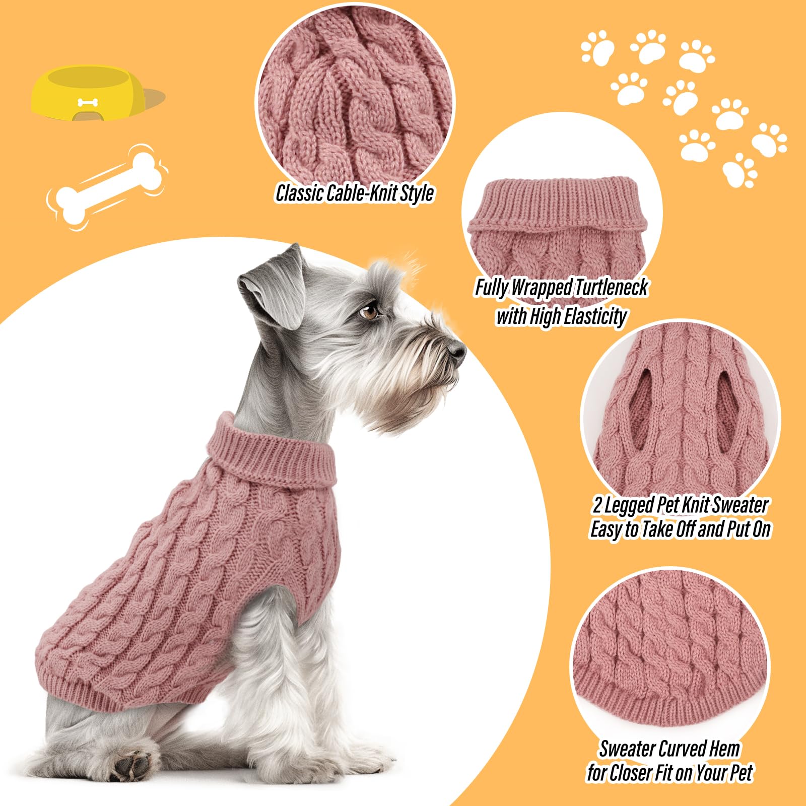 2 Pack Dog Jumpers Knitted Turtleneck, Warm Winter Dachshund Jumper Cute - Image 3