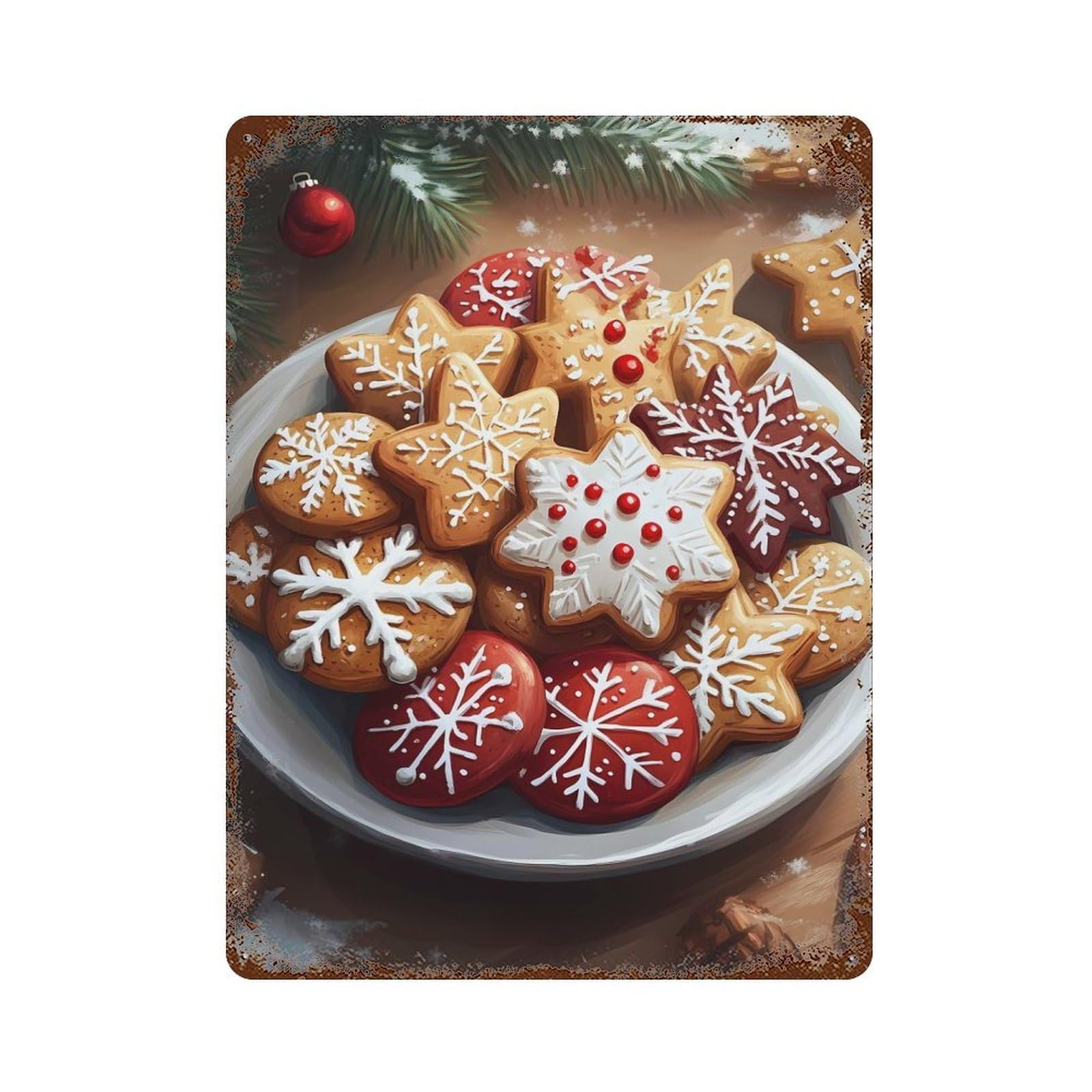 Christmas Cookies 15.7"x11.8" Vintage Rust Metal Sign, Shabby Chic Decor for Garage, Bar And Workshop Decor