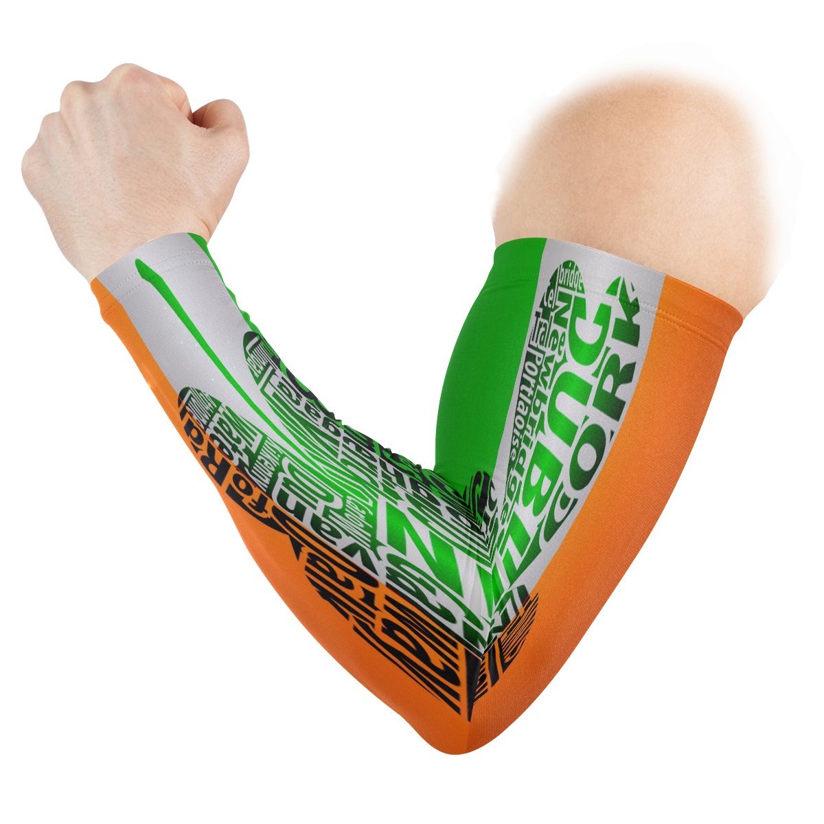 ZZKKO Ireland Flag Shamrock Cooling Arm Sleeves Cover Uv Sun Protection for Men Women Running Golf Cycling Arm Warmer Sleeves 1 Pair