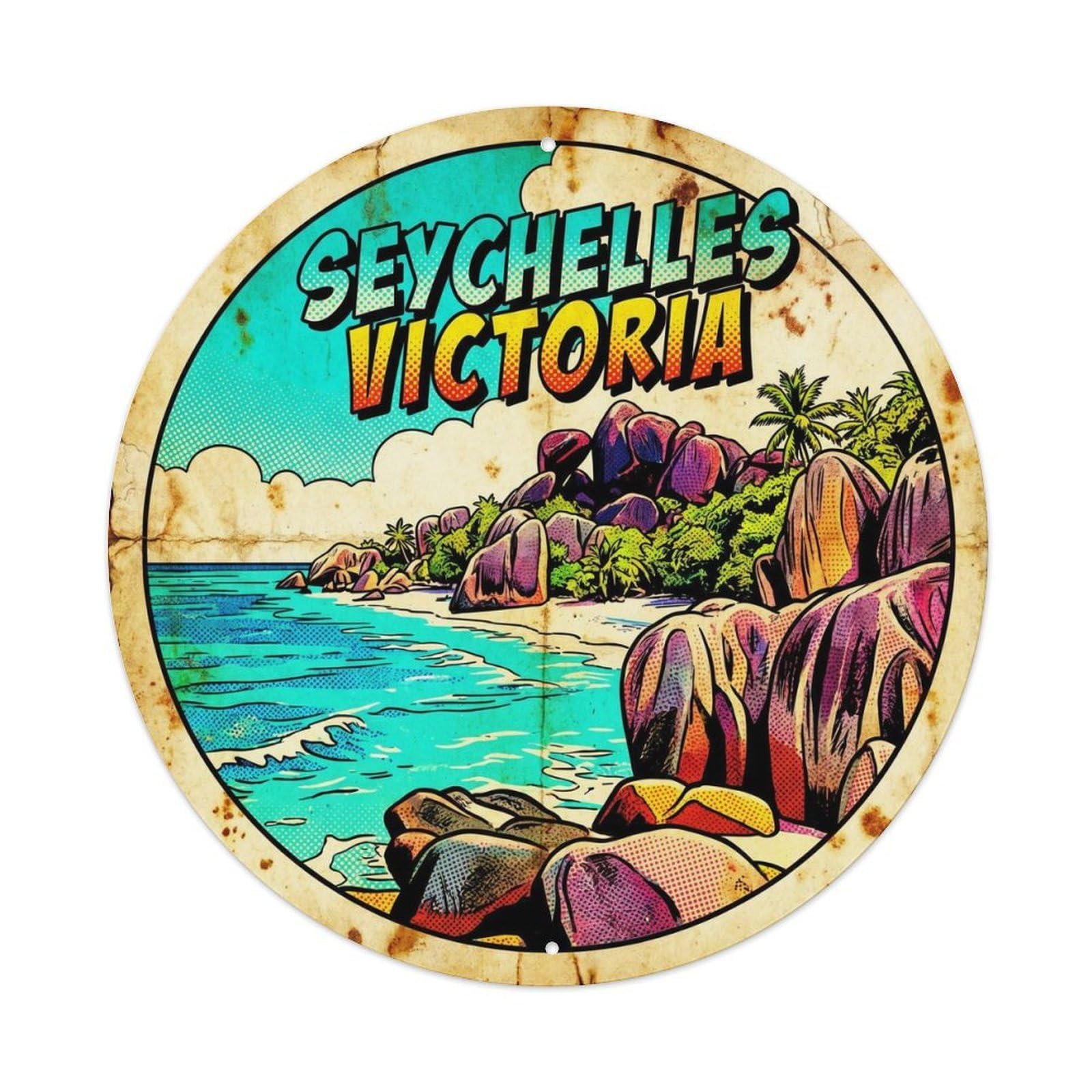 Seychelles Victoria Indian Ocean Coast Travel Metal Tin Sign