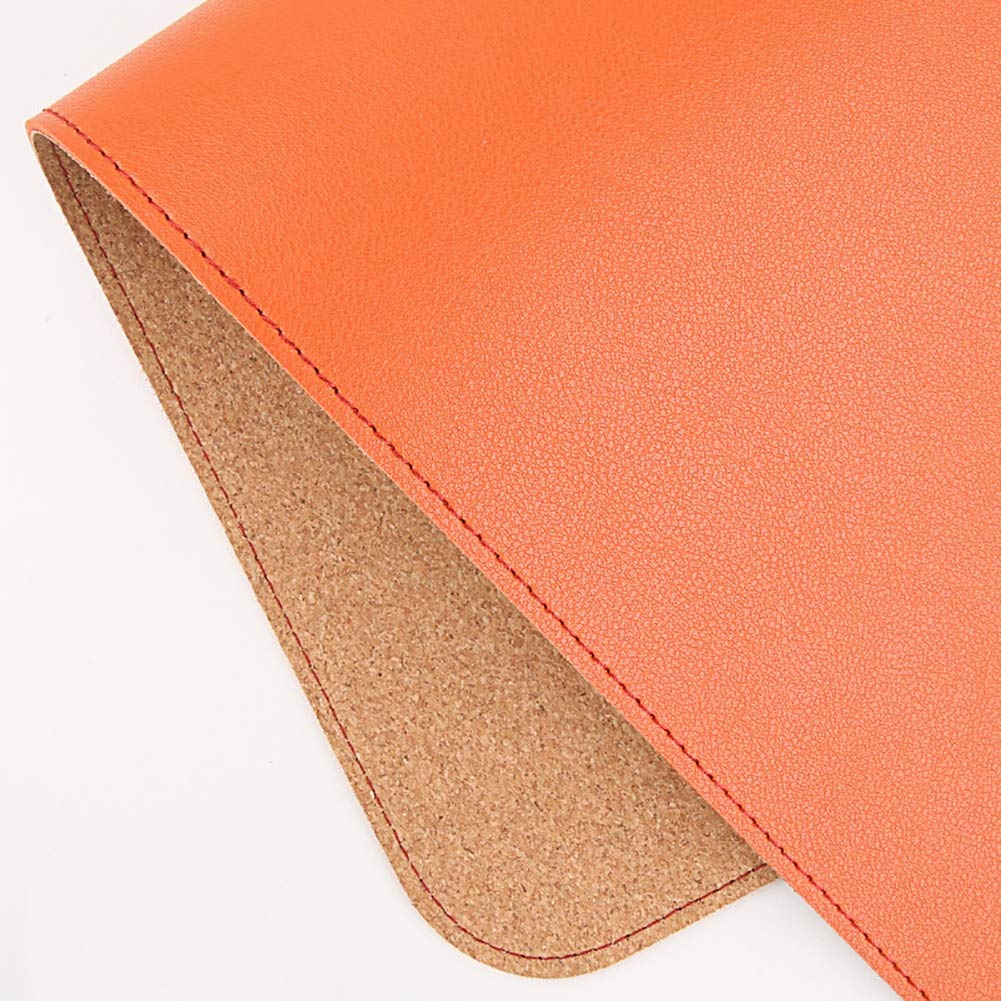 Sous-main de bureau en cuir synthétique orange et liège haute qualité