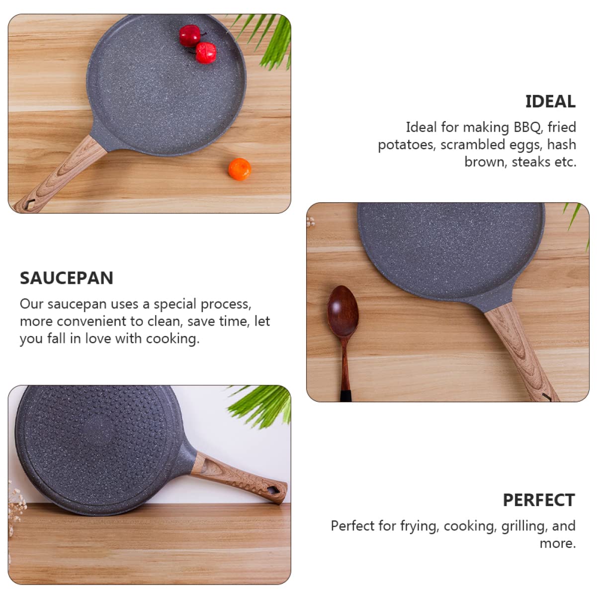 ABOOFAN 1pc Non Stick Skillet with Wooden Handle Omelette for Home Cooking Versatile Kitchen for Pancakes Eggs and More Easy to Clean Cooking Essential