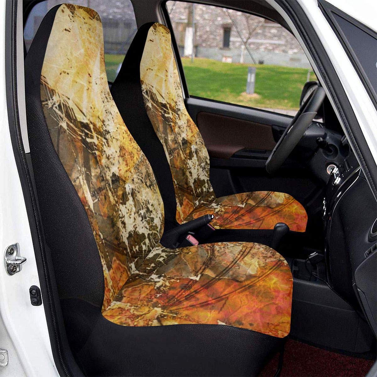 Amazon アート水彩画とグラフィック抽象的なオレンジ カーシートカ 軽自動車 普通車 前席 運転席 助手席 フロントシートアプリケーション 車 バイク 車 バイク Amazon アート水彩画とグラフィック抽象的なオレンジ カーシートカ 軽自動車 普通車 前席 運転席 助手席 フロントシートアプリケーション 車 バイク 車 バイク