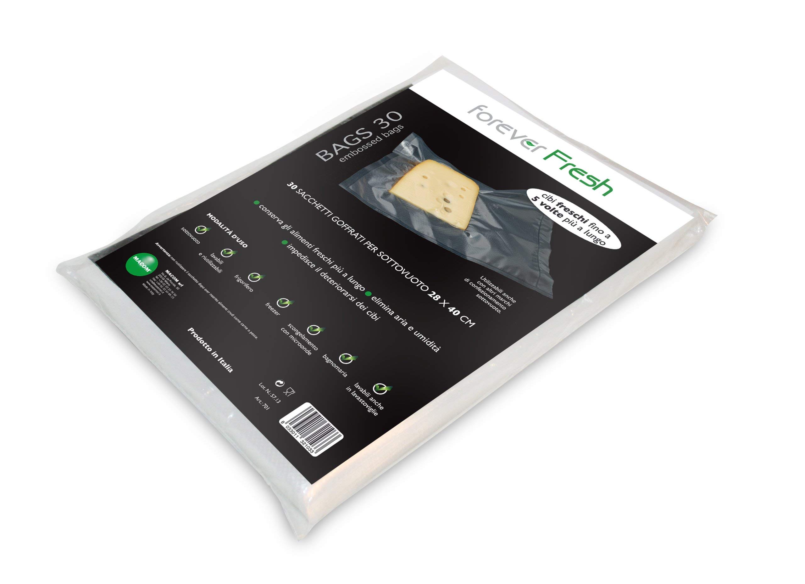 Sacchetti Sottovuoto MACOM Forever Fresh 28x40cm - 30 Pezzi Per Conservazione Cibi
