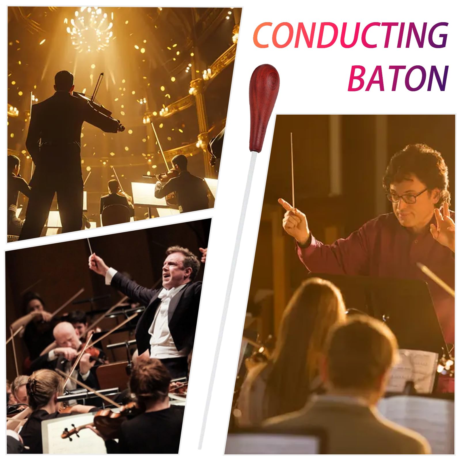 Bâton De Chef D'Orchestre Avec Manche En Bois | De Directeur Musical,Conception Ergonomique et Prise en Main Sûre pour Orchestre de Marche et Cours de Tambour