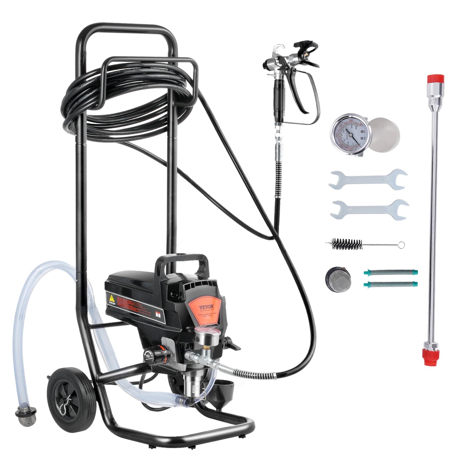 VEVOR Stand Airless Paint Sprayer with Cart, 950W 3000PSI High Efficiency Electric Airless Sprayer, Fine and Even Painting Effect, Paint Sprayers for Home Interior and Exterior Furniture and Fences