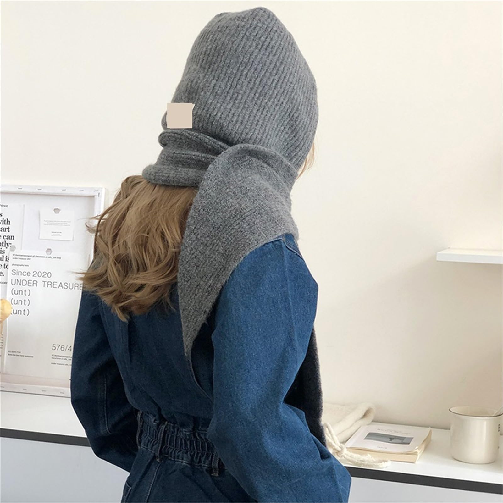 Gorro Bufanda Mujer Gorro de Lana de Punto for Hombre y Mujer, Ideal for el Invierno. Unisex, con Capucha, Cuello Alto y Bufanda for Esquiar en climas fríos.