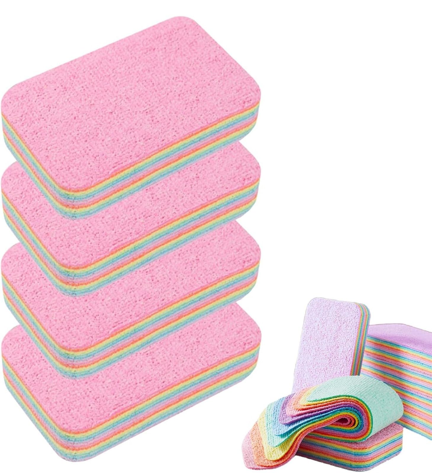 12 Layer Microfiber Sponge Microfiber Cleaning Sponge Removable Multilayer Microfiber Sponge Block Rainbow Sponge Multipurpose Kitchen Sponges Reusable Absorbent