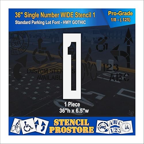 Plantillas de pavimento  Plantilla de número único de 36 pulgadas (ancho)  1-36 pulgadas x 6.5 pulgadas x 18 pulgadas (128 mil)  Grado profesional