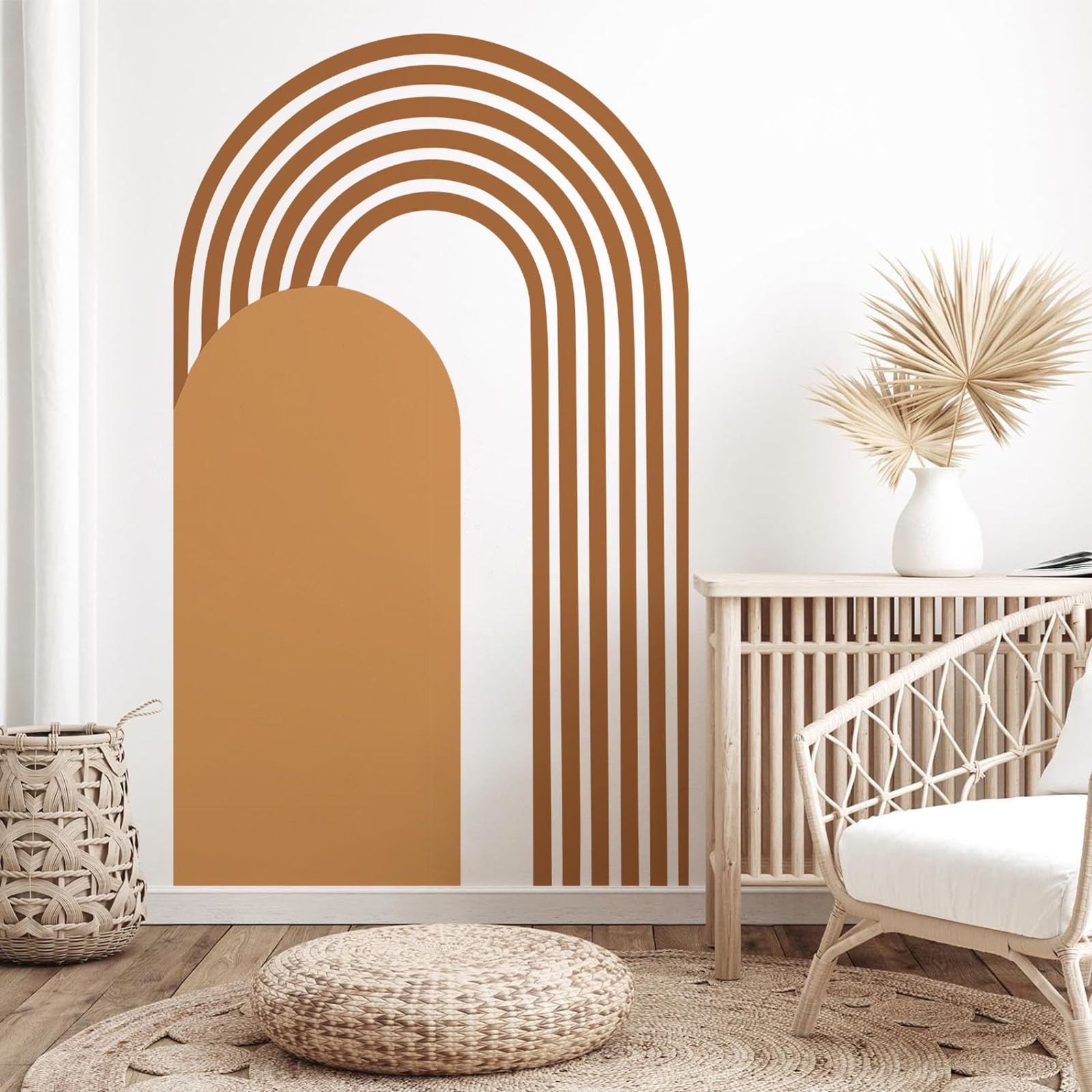 Boho Mid-Century Modern Wall Decals Peel and Stick, Geometric Art Wallpaper Arch Wall Decal,Archs Vinyl Wall Stickers for Bedroom Living Room Classroom Office