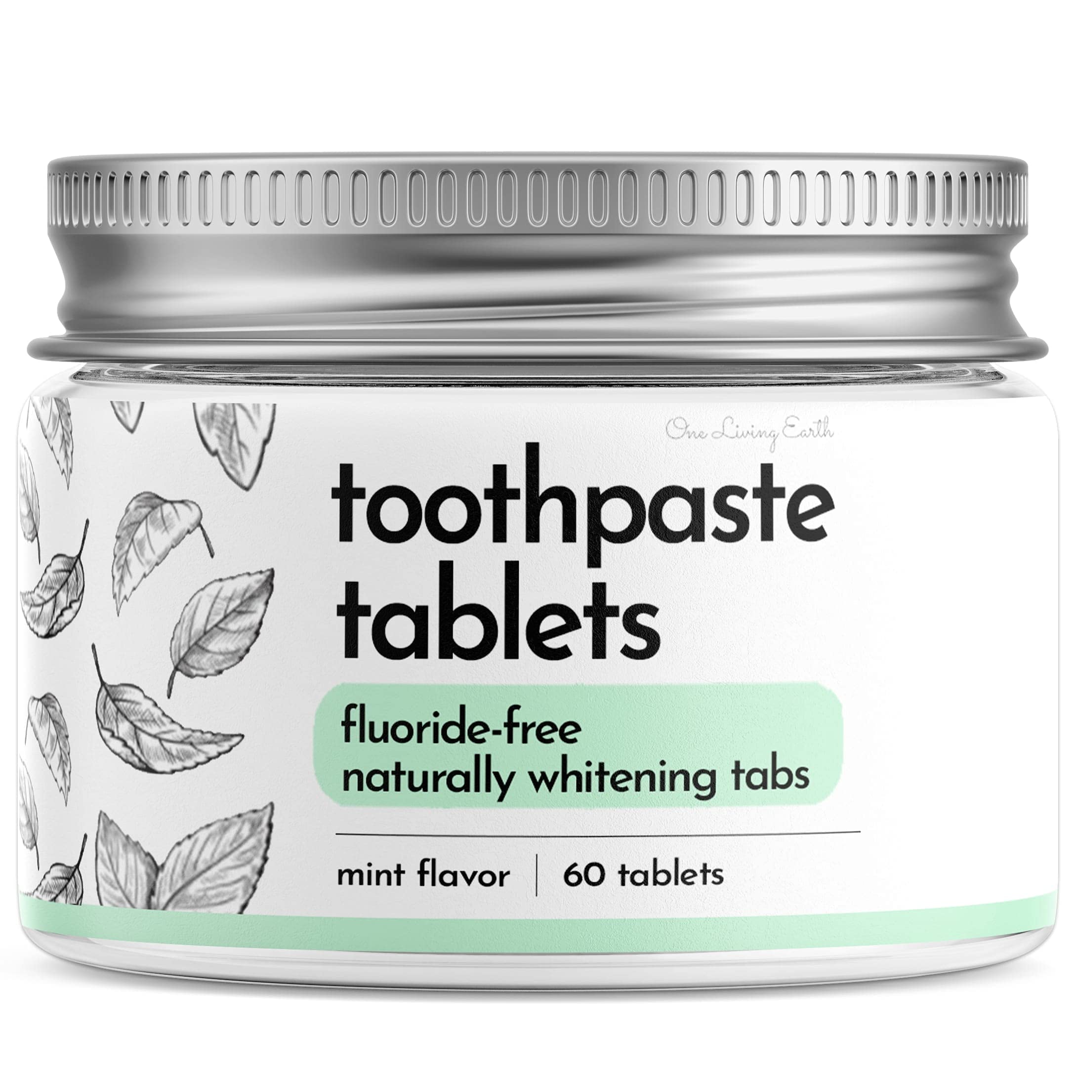 Travel Toothpaste Tablets - Teeth Whitening Tabs for Adults & Kids - Fluoride-Free, Gluten-Free, Plastic-Free, Vegan, Travel Friendly, Eco-Friendly, Mint Flavor (60 Tabs) (Cheery)