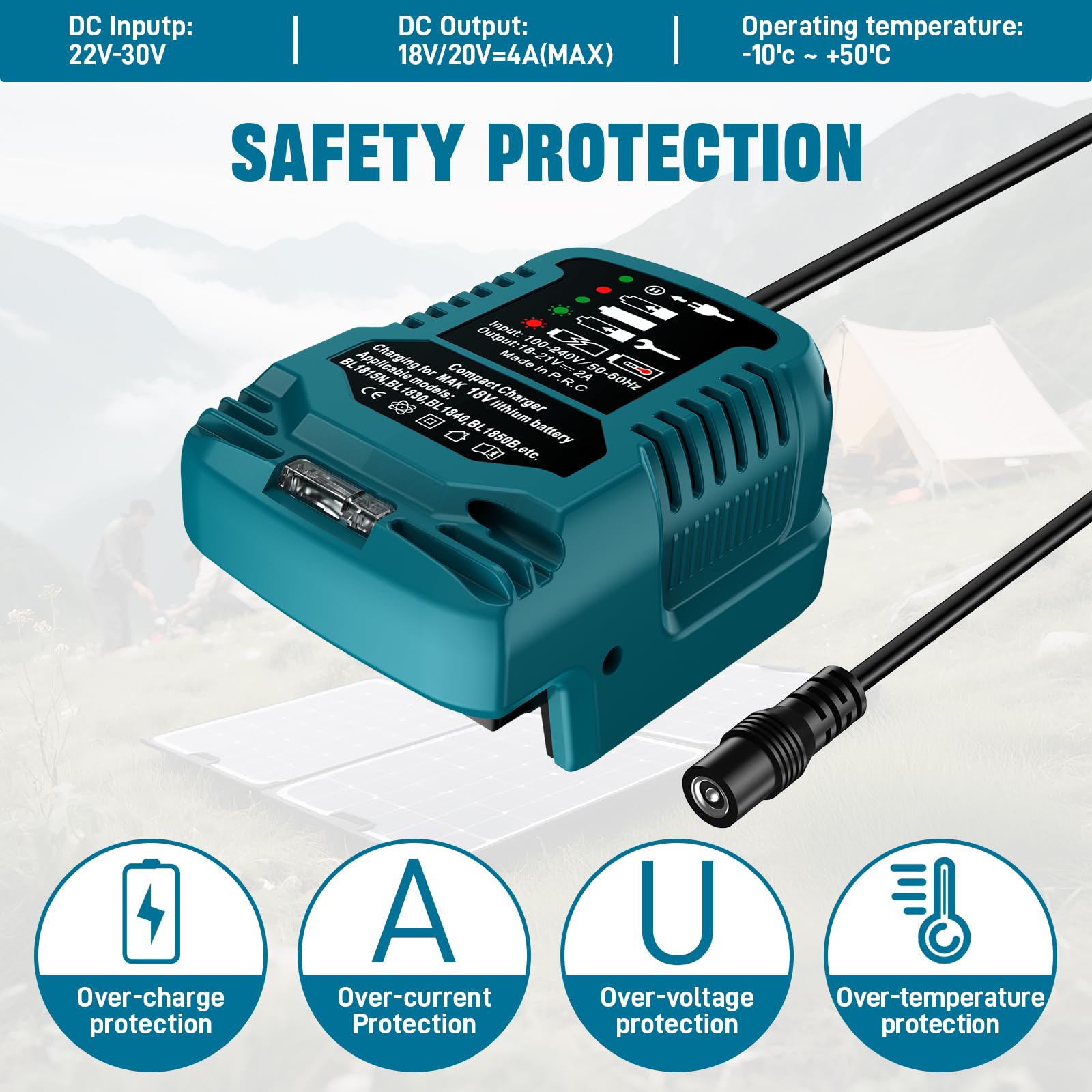Solar Ladegerät für Makita 18V Akku,Tragbar,Outdoor-Arbeit,Camping