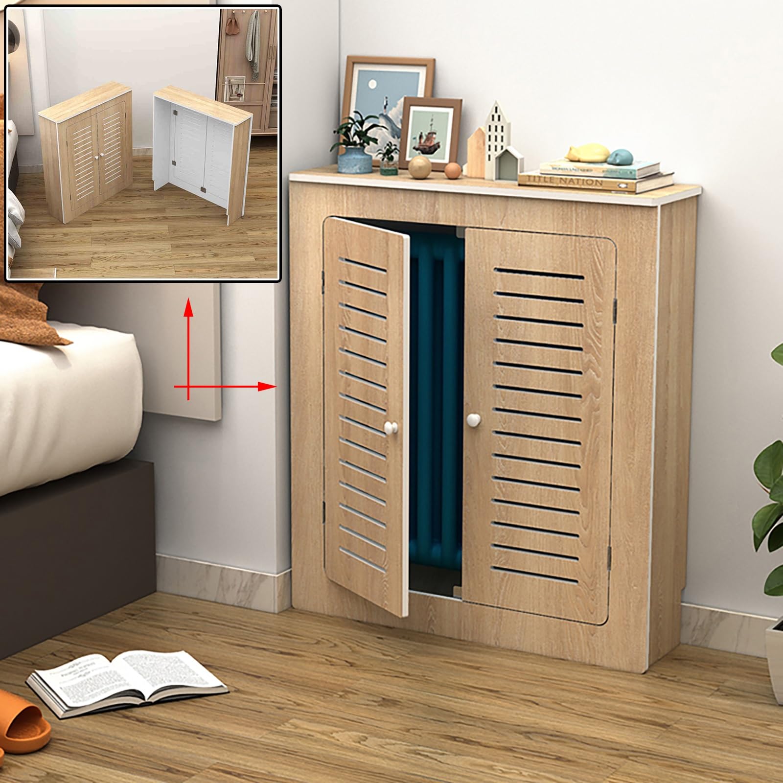 Generico Mensola per mobiletto copritermosifone, mensola per griglia a persiana copritermosifone, mobiletto Organizer portaoggetti copririscaldamento a Legna, mobiletto Decorativo per Soggiorno, Came