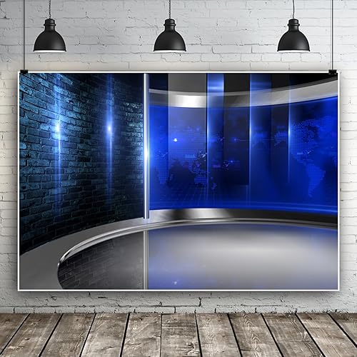 Miniatura 3 de CSFOTO 10x8ft estudio telón de fondo noticias de difusión pantallas de visualización de concierto entrevista pronóstico del tiempo programa estudio