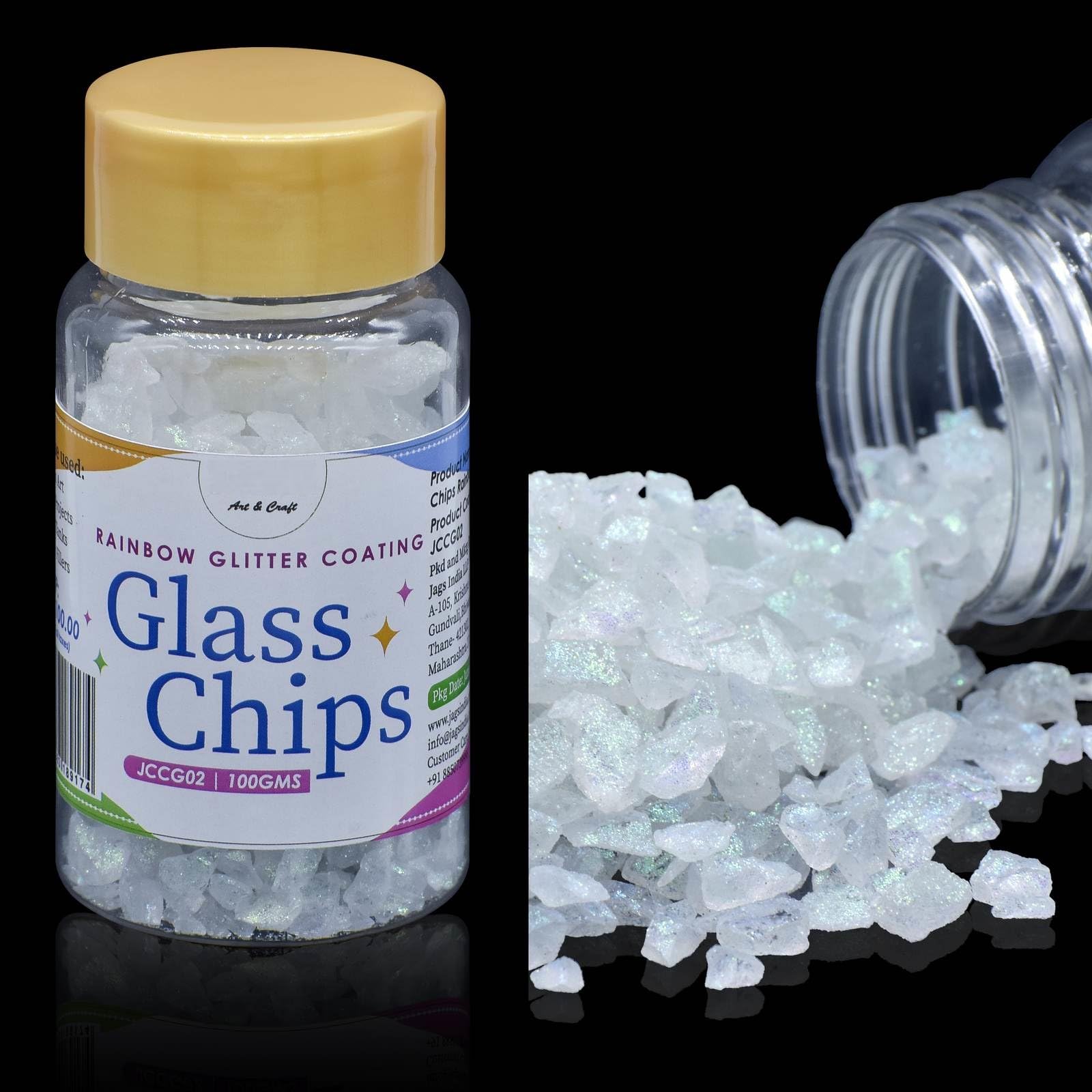 Colour Coating Glass Chips 100 Gram Rainbow Gliter Finish-image-43