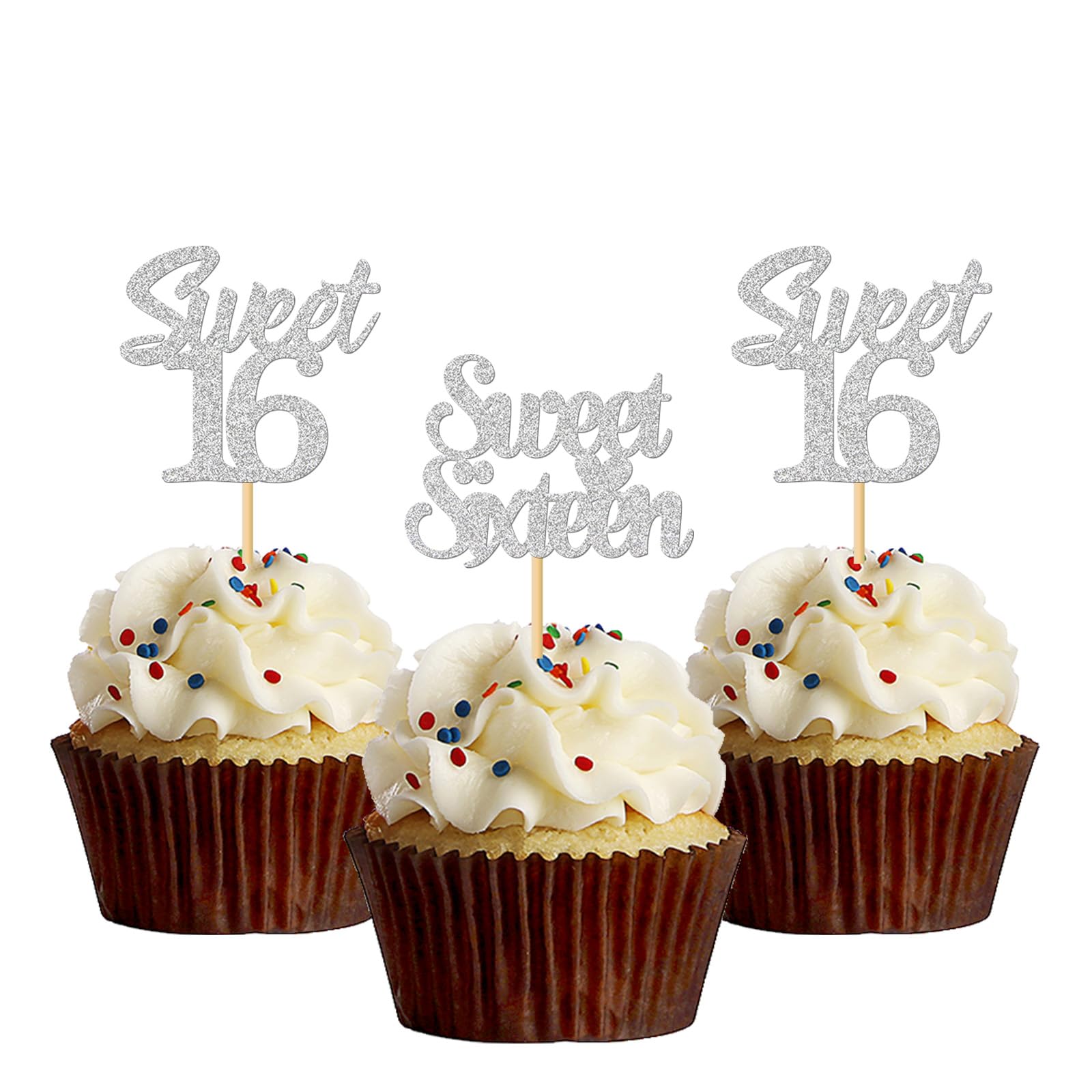 Paquete De 30 Adornos Para Cupcakes De Cumpleaños Número 16, Color