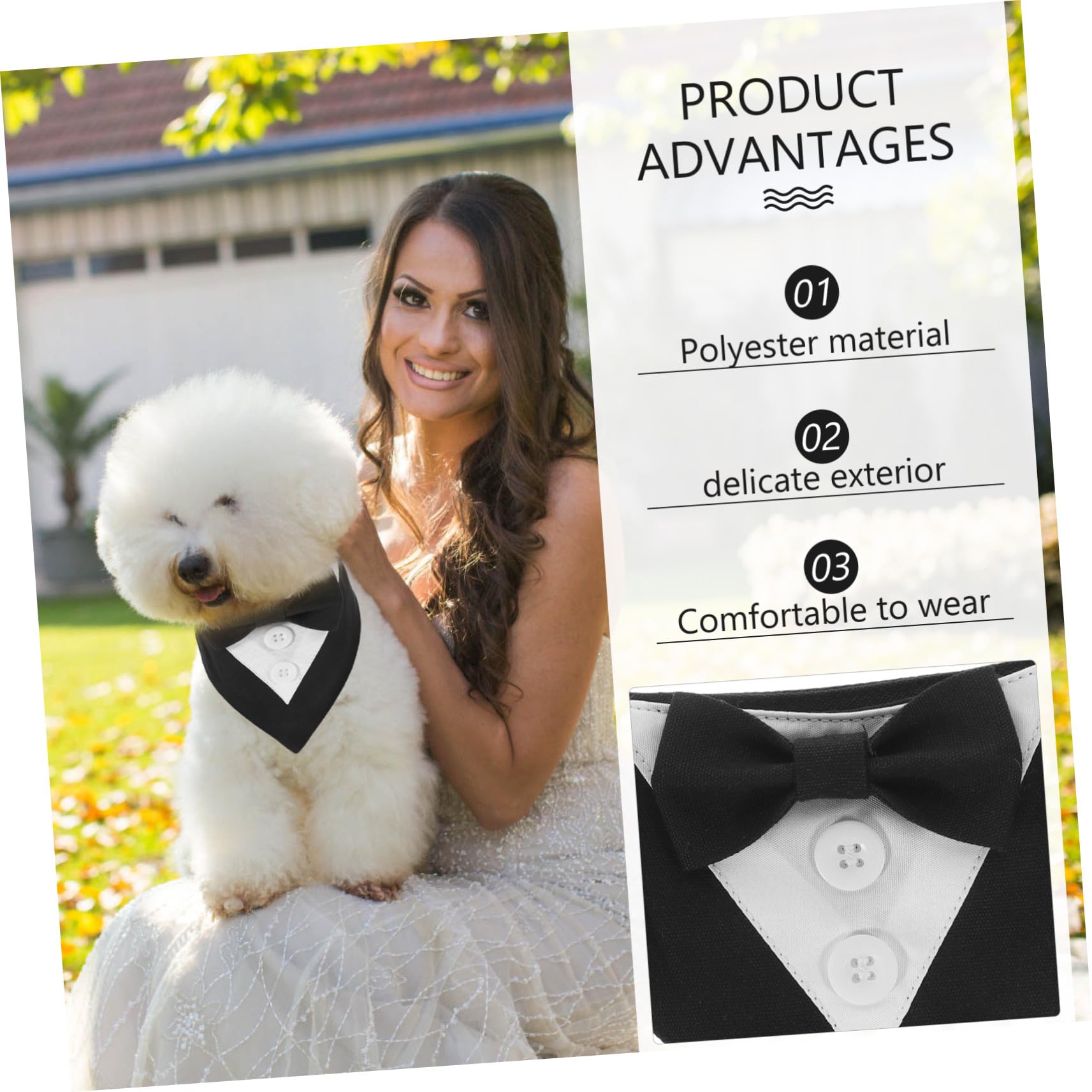 VICASKY 5 Pièces Bandana Formel pour Chien Noir XS Foulard Décoratif de Mariage et Costume Anglais pour Chiots Accessoire Pratique et Élégant pour et Photos