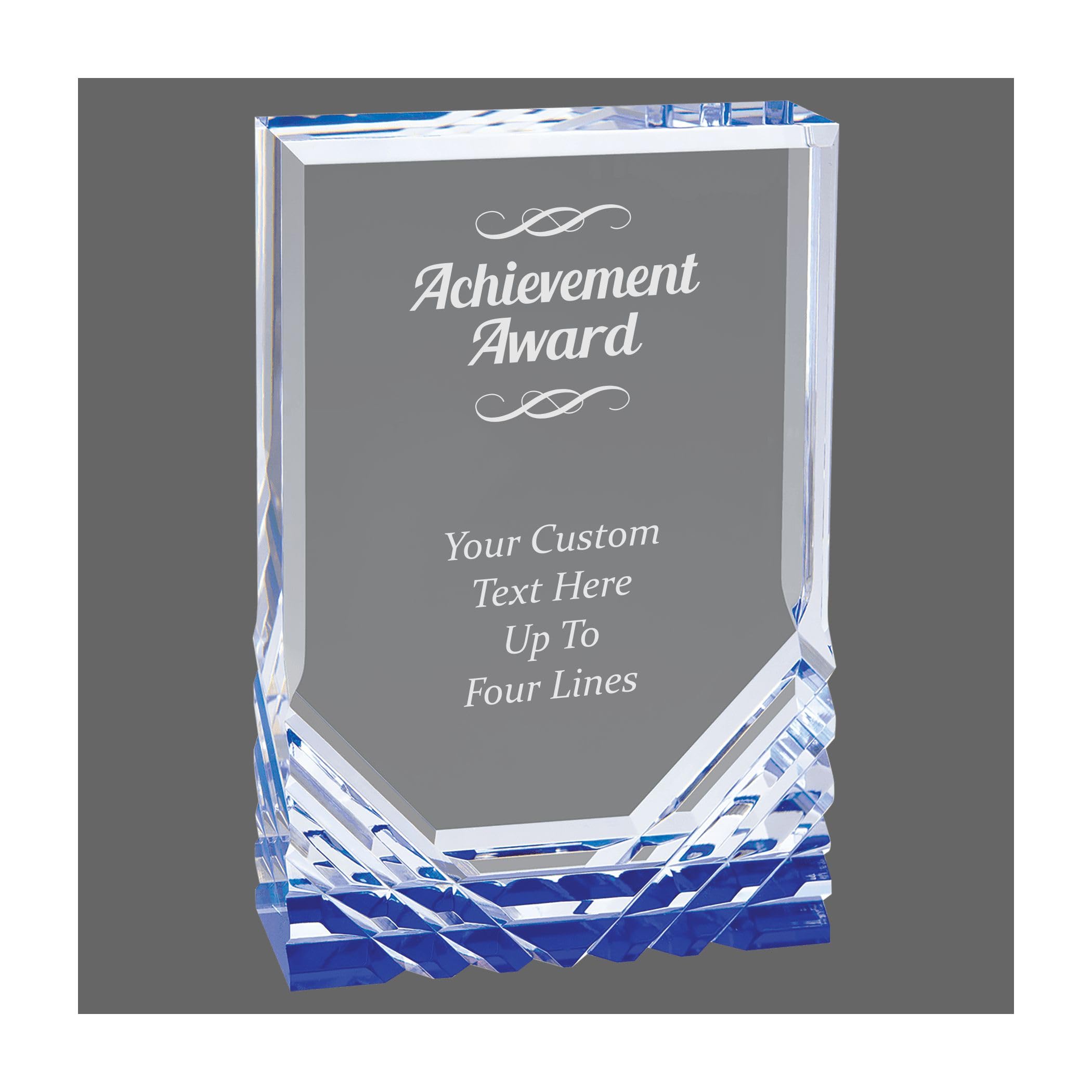 Personalized Achievement Award, Customizable Engraved Acrylic Freestanding Trophy, Business Awards for Employee Recognition Dedication (Jewel, Blue, 6 inch)