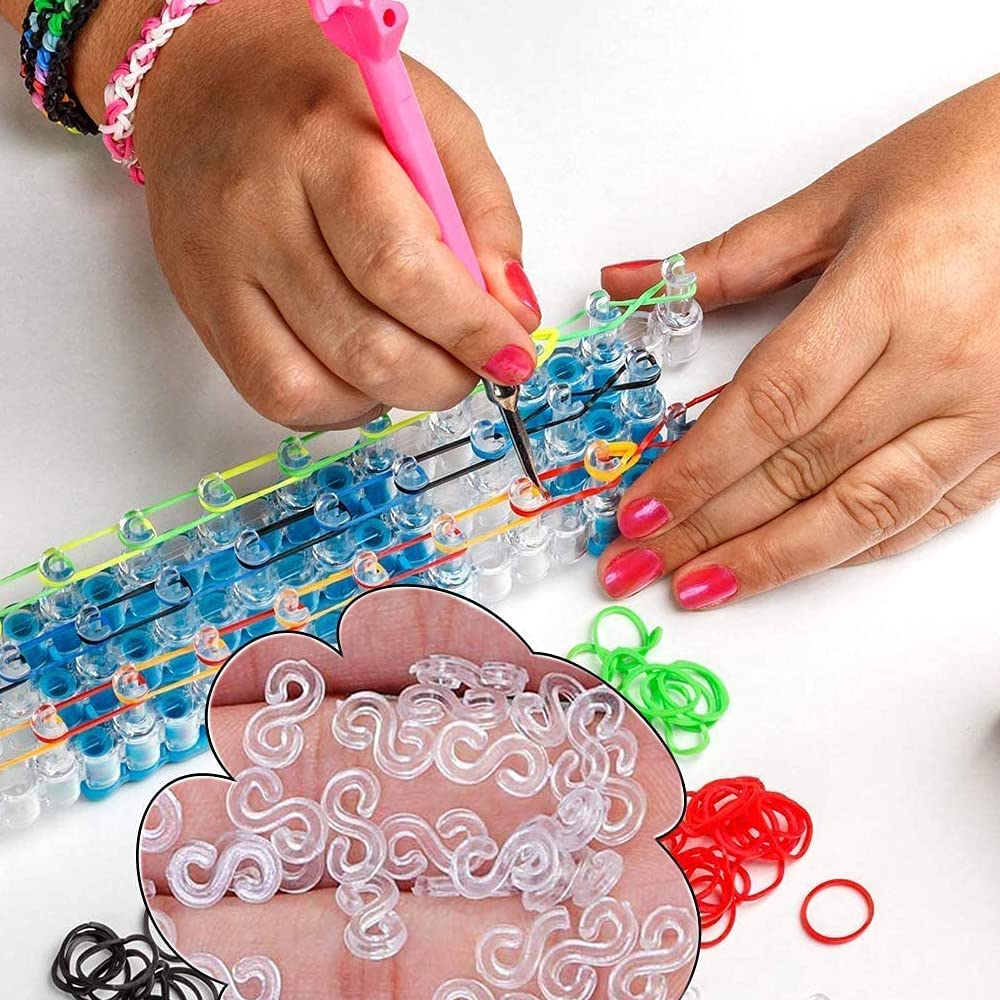600 stuks aansluiting S clips loops gereedschap, loom-sluitingen, S-clips, weefstoel-armbandhaken, transparante kunststof bandclips, rubberen loops, gereedschap, navulling voor doe-het-zelf handwerk 600 stuks aansluiting S clips loops gereedschap, loom-sluitingen, S-clips, weefstoel-armbandhaken, transparante kunststof bandclips, rubberen loops, gereedschap, navulling voor doe-het-zelf handwerk