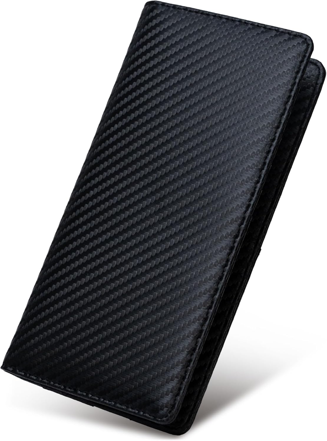 Alldaily Bifold Slim Long Wallet for Men RFID-Blocking Thin Card Holder with ID Window, Faux Leather (Black)