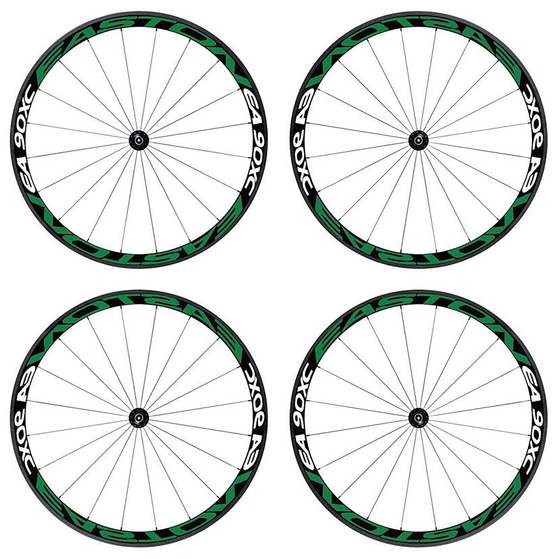 Reflective Stickers for Bike Wheel, 4PCS Safety Night Riding Bicycle Reflector Tape Decal Set - Green + White