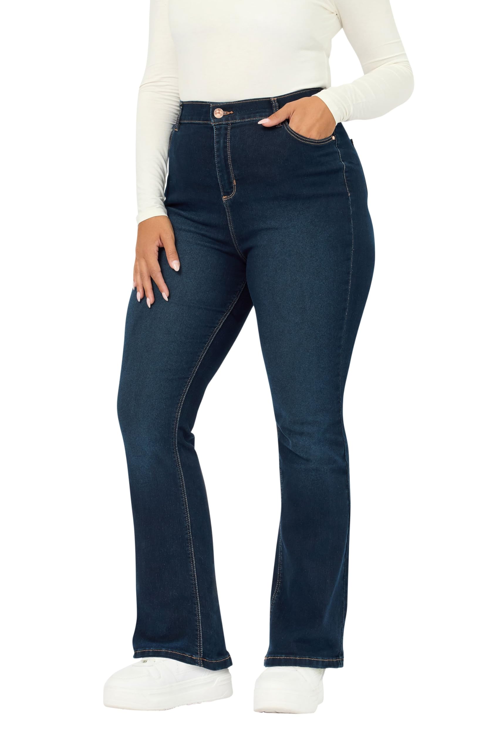 Yours Women's Bootcut Stretch Jeans in Blue | Size: 26R