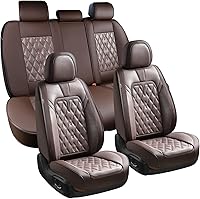 Vista 22 de Coverado Fundas de Asientos Delanteros, Funda de Asiento de Cuero Sintético de Lujo Impermeable, Protector de Asiento de Coche Beige, Funda