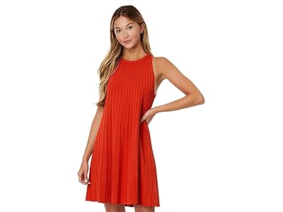 English Factory Pleated A-Line Knit Mini Dress (Red) Women