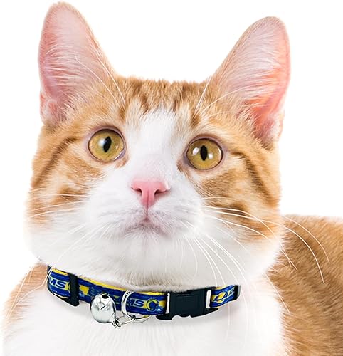 Miniatura 4 de NFL CAT Collar de satén de Los Angeles Rams - Collar de equipo de fútbol para perros y gatos. Un collar de gato brillante y colorido con colgante de