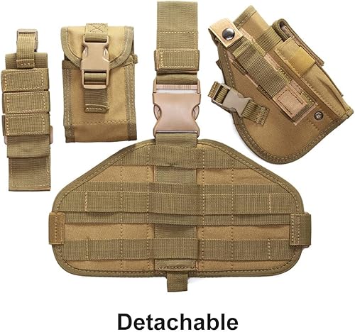 Miniatura 3 de BraveHawk OUTDOORS Funda táctica de pierna caída, 900D táctica militar MOLLE pistola pistola muslo funda de plataforma para Glock 17 18 19 26 34 y