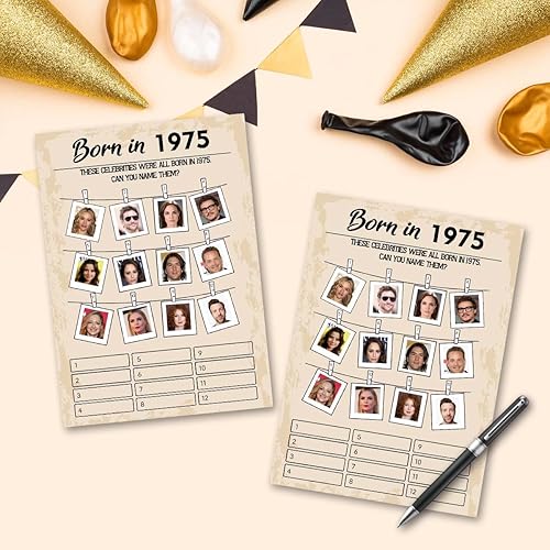 Miniatura 5 de QUPT Juegos de fiesta de cumpleaños número 50, juegos nacidos en 1973, suministros de fiesta de cumpleaños para adultos, divertido juego de fiesta