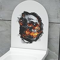 Vista 2 de 4 hojas de calcomanías para tapa de inodoro de Halloween, calcomanías 3D de pared rota de calavera de terror, calcomanías de pared horribles