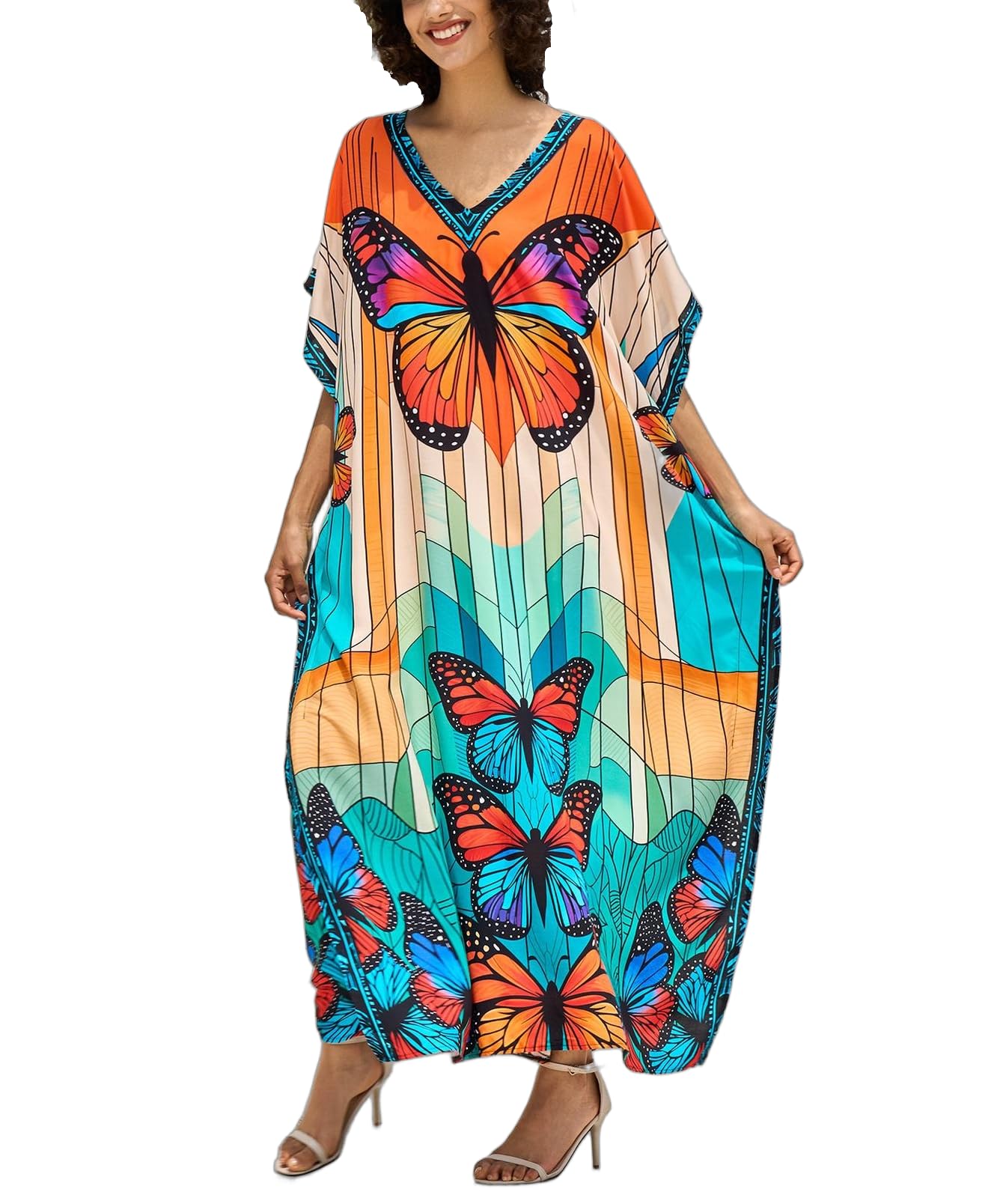 NFVNKJ Women's Plus Size Beach Lounge Kaftan Maxi Dress Swimsuit Coverup for Women