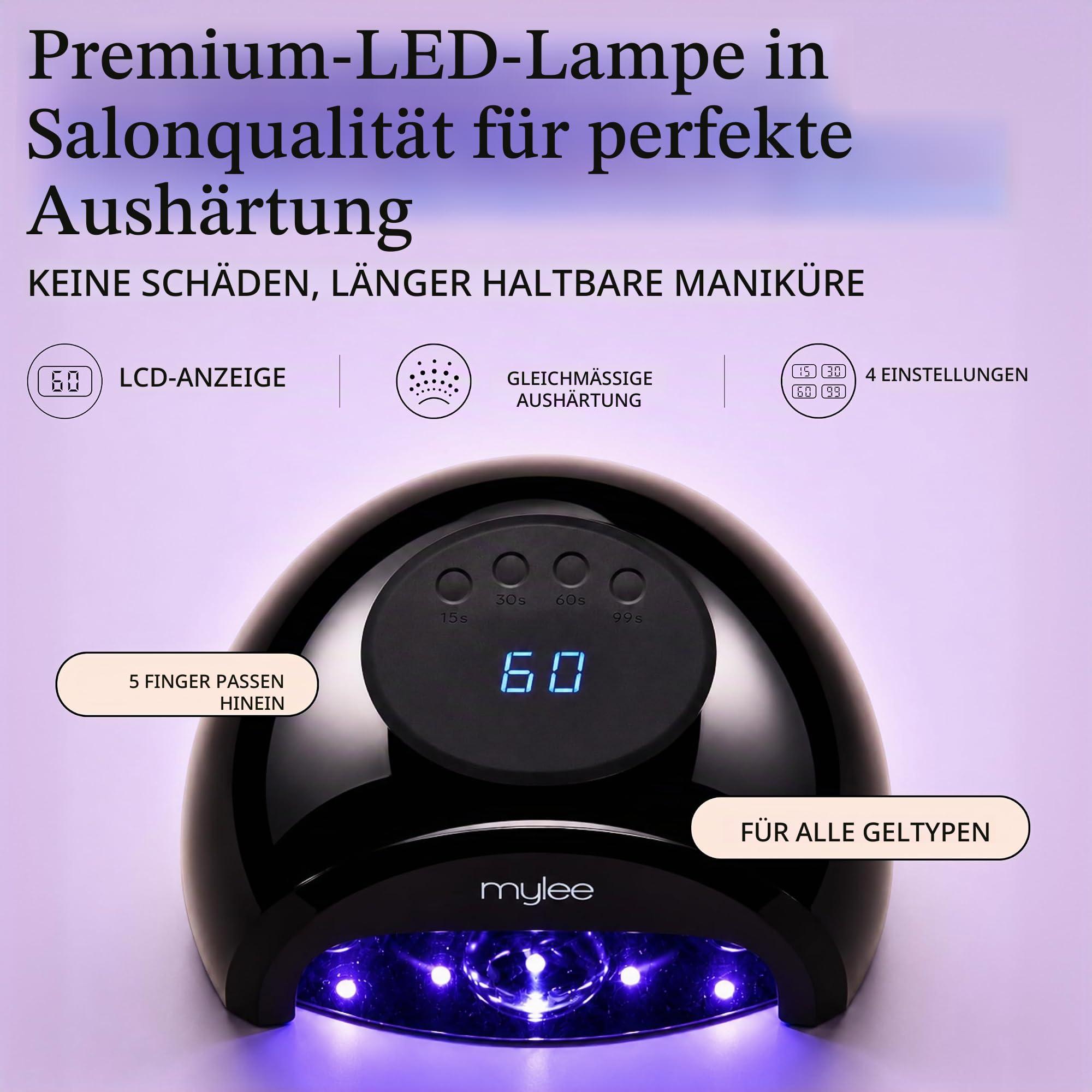 Mylee Nail Set Gelnägel Starterset (Main) - Grande LED-Lampe, 4 Farben Nagellack, Aufbaugel, Top & Base Coat, Prep-Tools & Entferner – Gel Nägel Kit, Nägel Selber Machen Set, Geschenke für Frauen