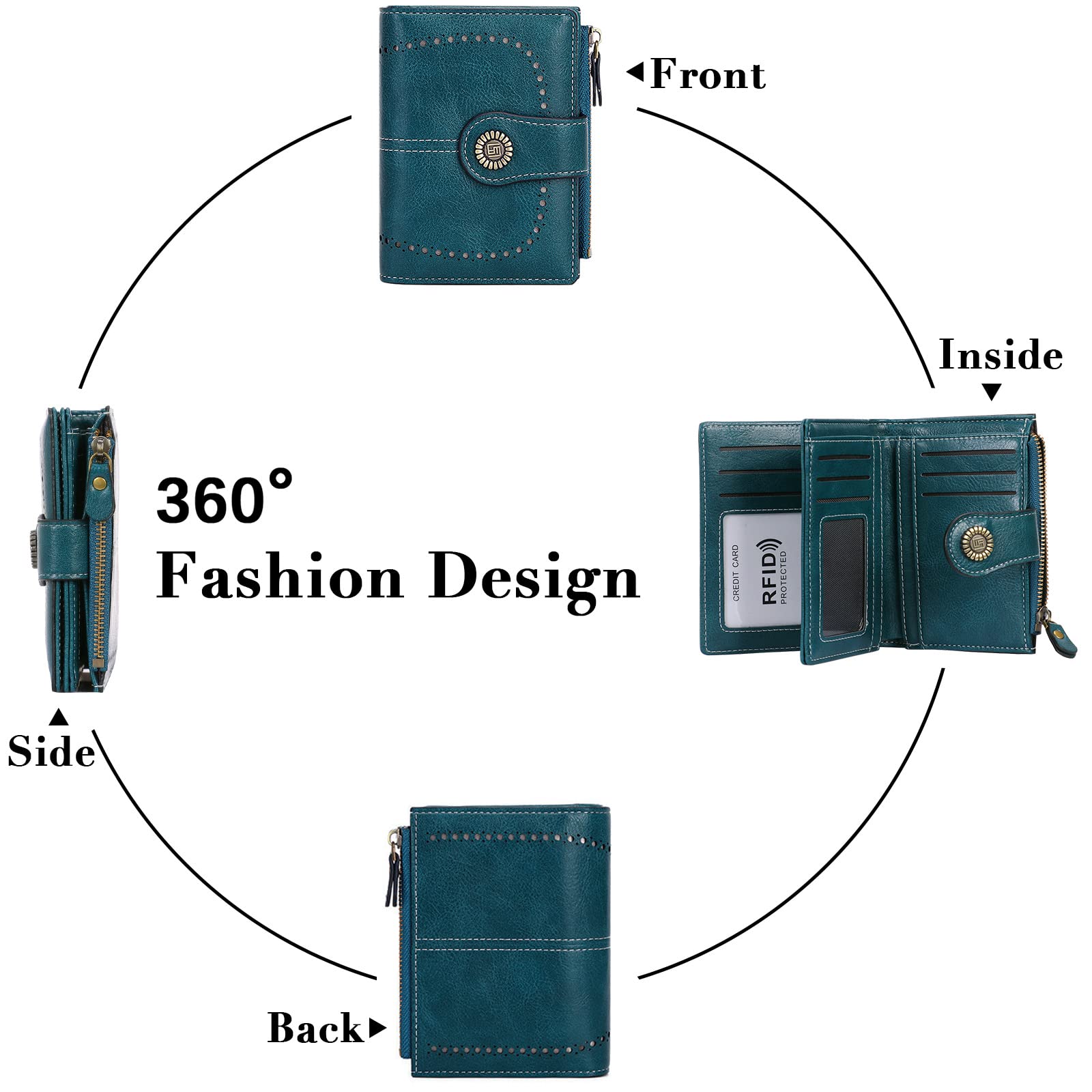 HUA ANGEL Donna Lunga Clutch Portafoglio Grande Capacità Cerniera Portamonete Borsa per Cellulare Pelle PU Pochette da Polso con Multiple Slot per Schede Carte di Credito Contanti Fatture