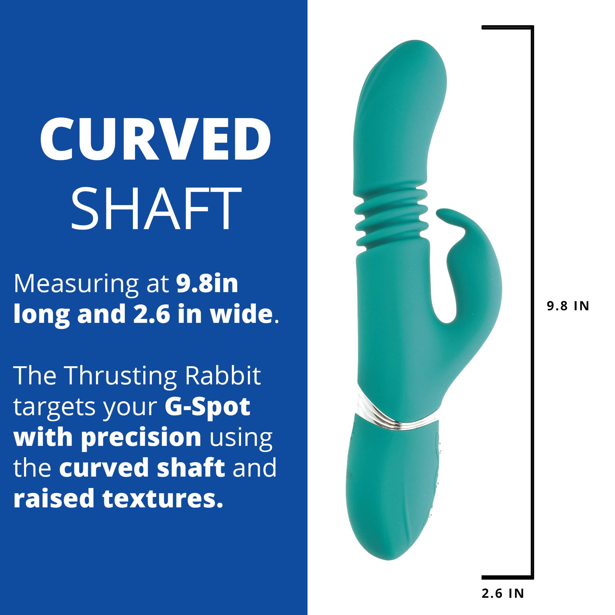 Adam and Eve Thrusting Rabbit, Rechargeable Adjustable Sexual Stimulator, 10 Powerful Vibration Functions, Waterproof and Flexible for Clitoral Anal and G Spot Stimulation, Compact Pleasure Toy