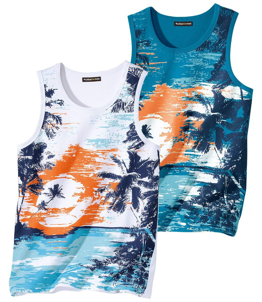 ATLAS FOR MEN - Set di 2 Canottiere da Uomo - Magliette Senza Maniche - Disponibili nelle Taglie Grandi da M a 5XL