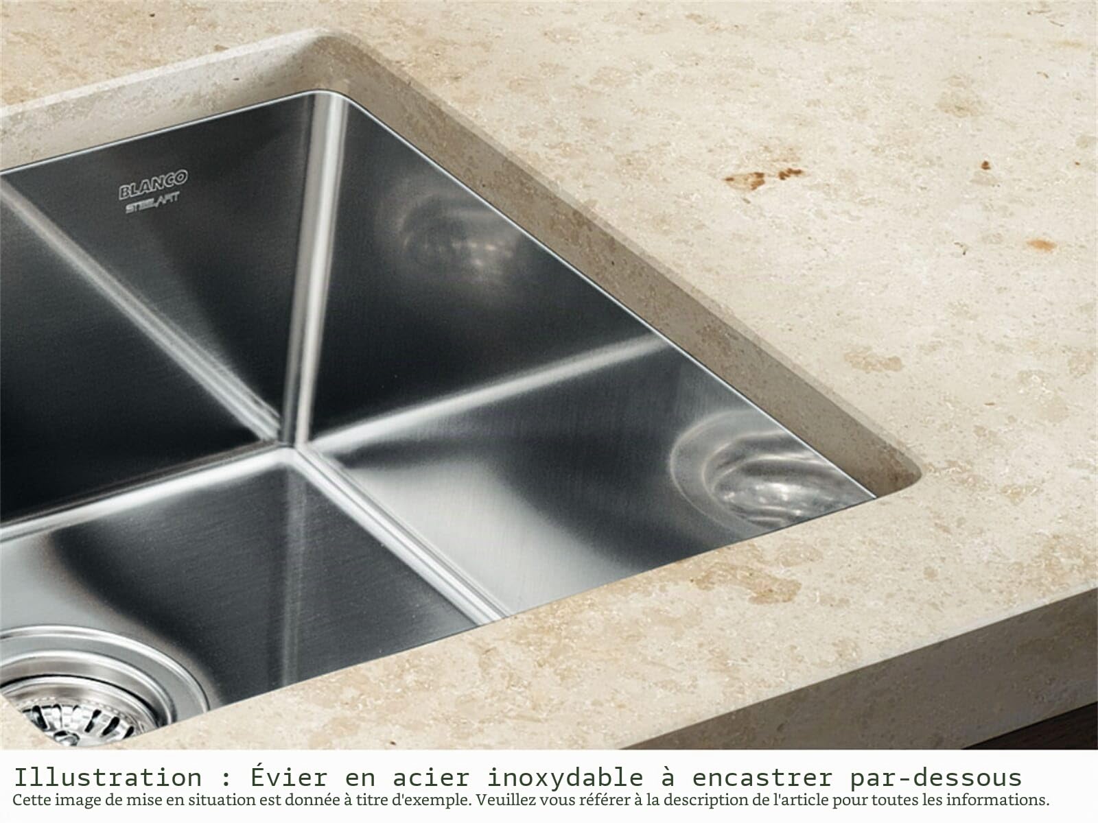 Blanco 522959 | Évier de cuisine en acier inoxydable ANDANO 400-U | Couleur/Finition : acier poli 400 mm Largeur du bassin
